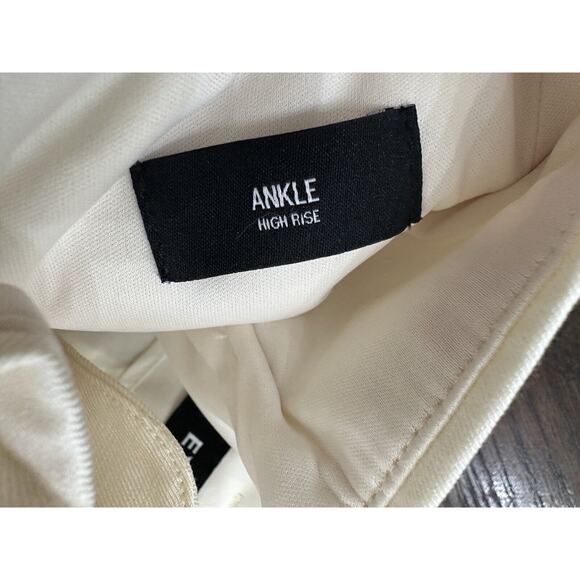 Express Womens 6S Pants Cream Ankle High Rise Paperbag Waist Linen Blend - Picture 6 of 10